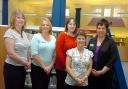 the library team, from left: Carol O’Hanlon, Glynis Haslam, Lisa Espin, Dawn Ashcroft and Lynda Rankine