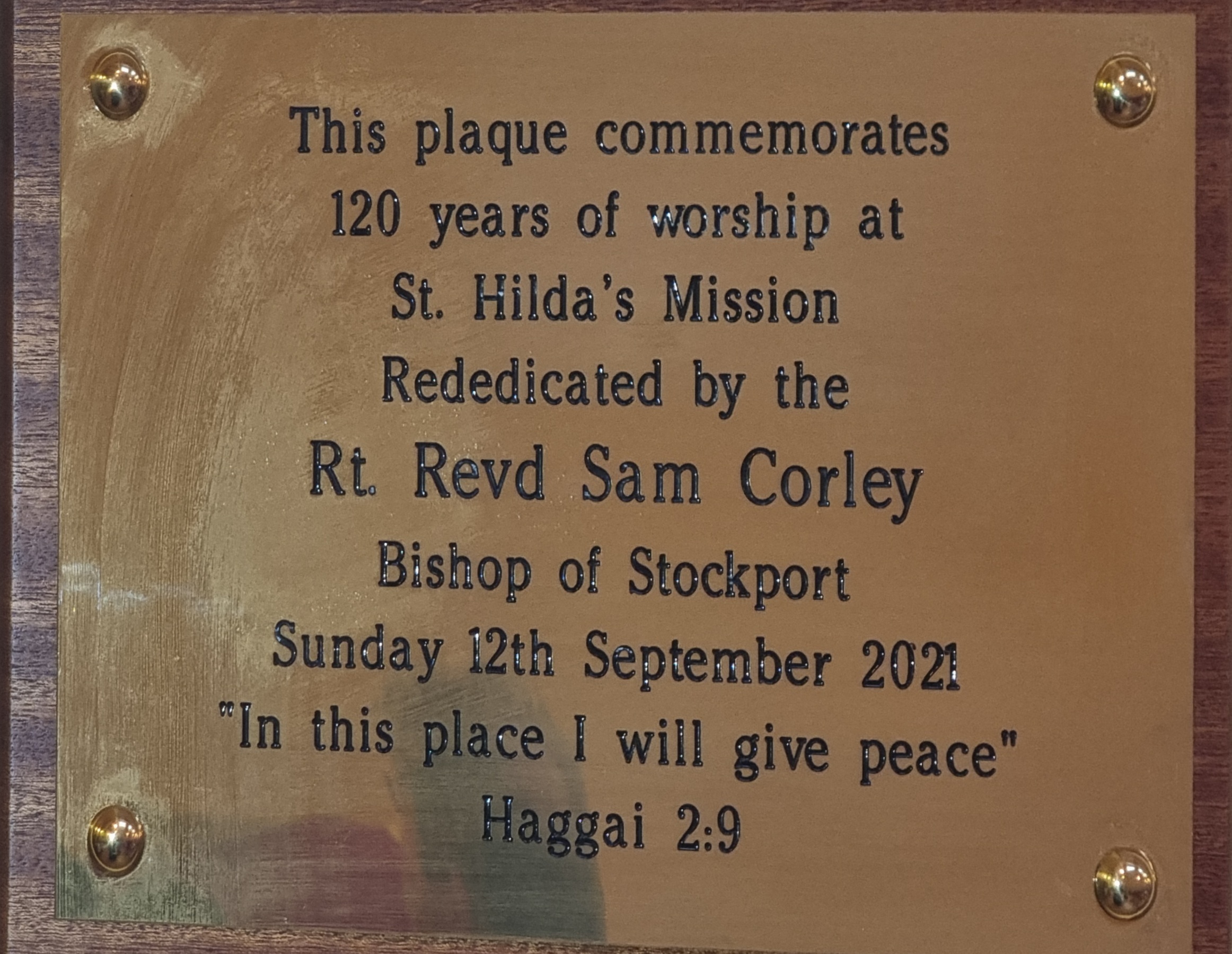 The 120th anniversary plaque.