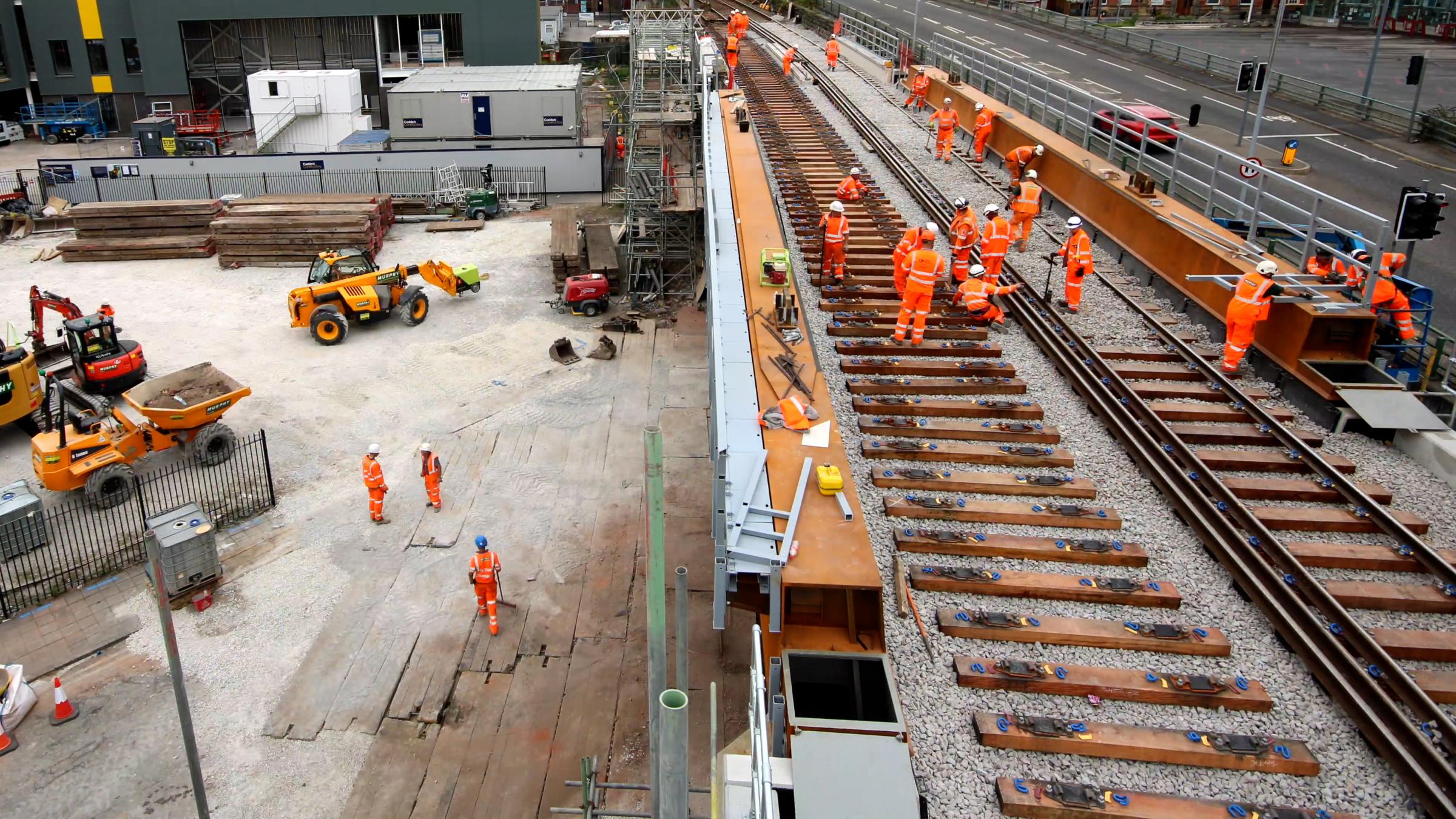 New track being laid on replaced Warrington Central Bridge