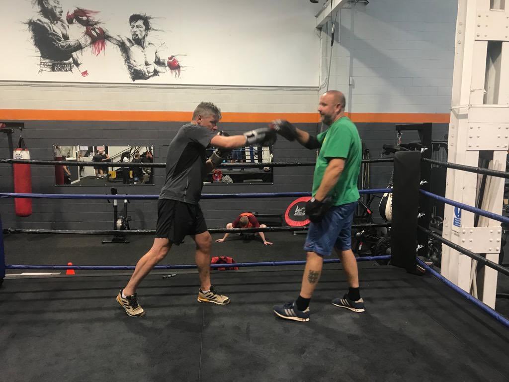 Alan training with Lymm amateur boxer Ant Wardle