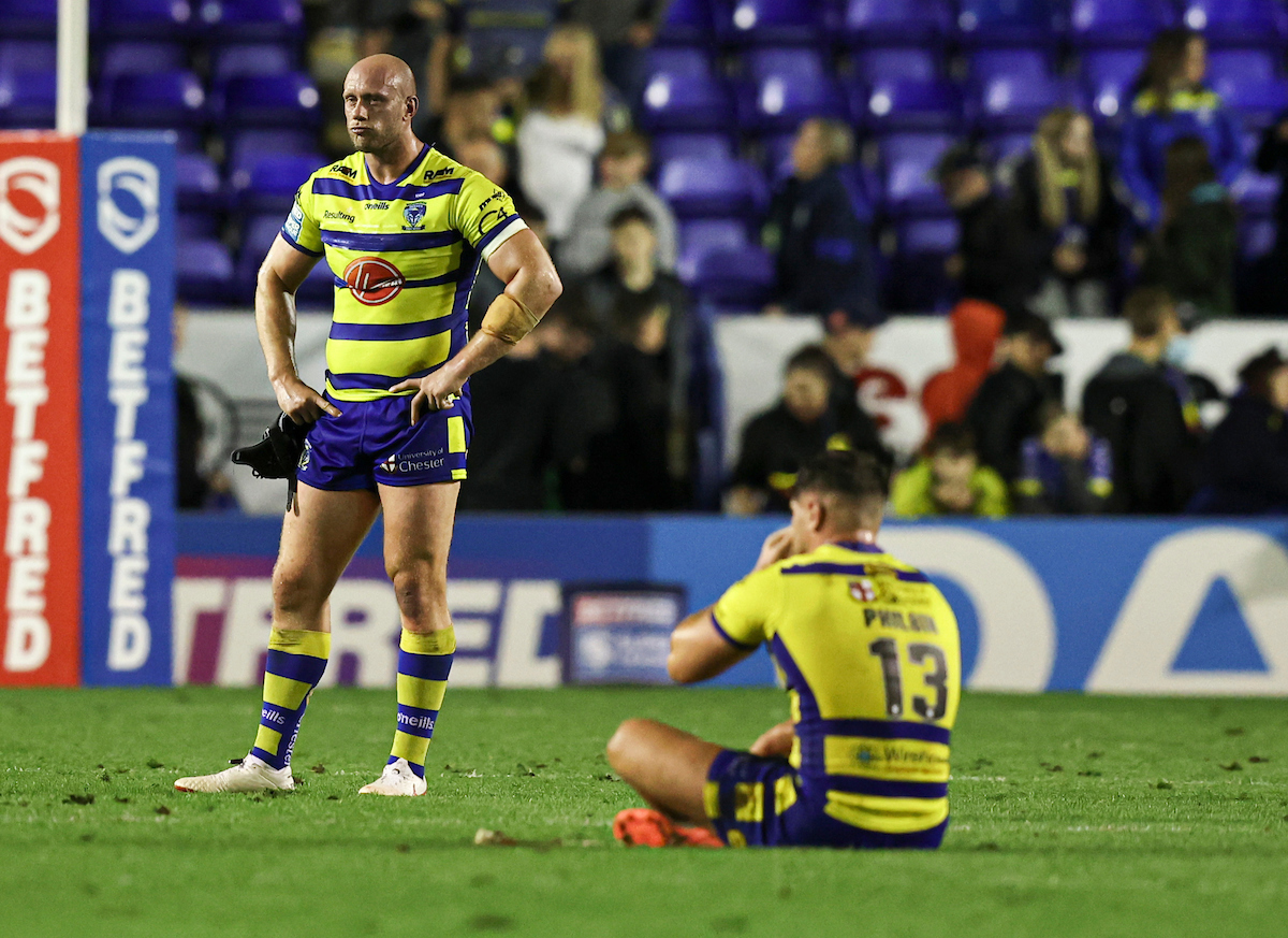 Chris Hill dejected after his final Warrington Wolves game - last months play-off loss to Hull KR. Picture by Mike Boden