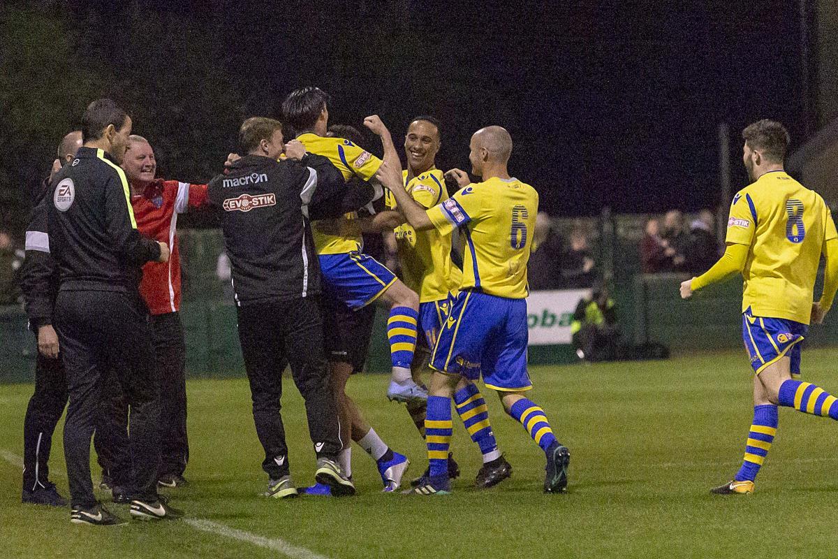 Yellows celebrations from the play-off win over Nantwich Town. Picture by John Hopkins