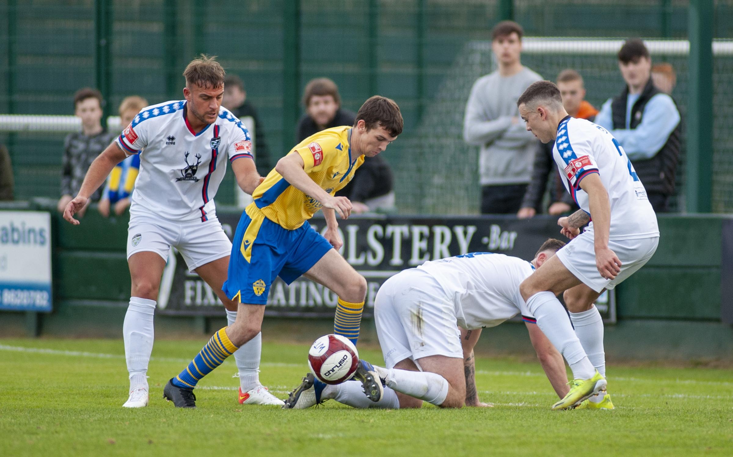 Warrington Town look set to have Luke Duffy back to face Hyde United. Picture by Karl Vallantine