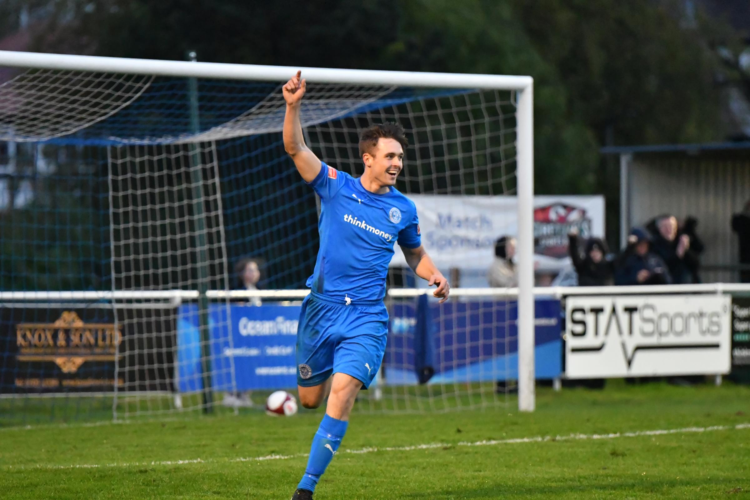 Andy Scarisbrick became the 17th different player to score for Warrington Rylands this season when he netted against Clitheroe on Saturday. Picture by Mark Percy