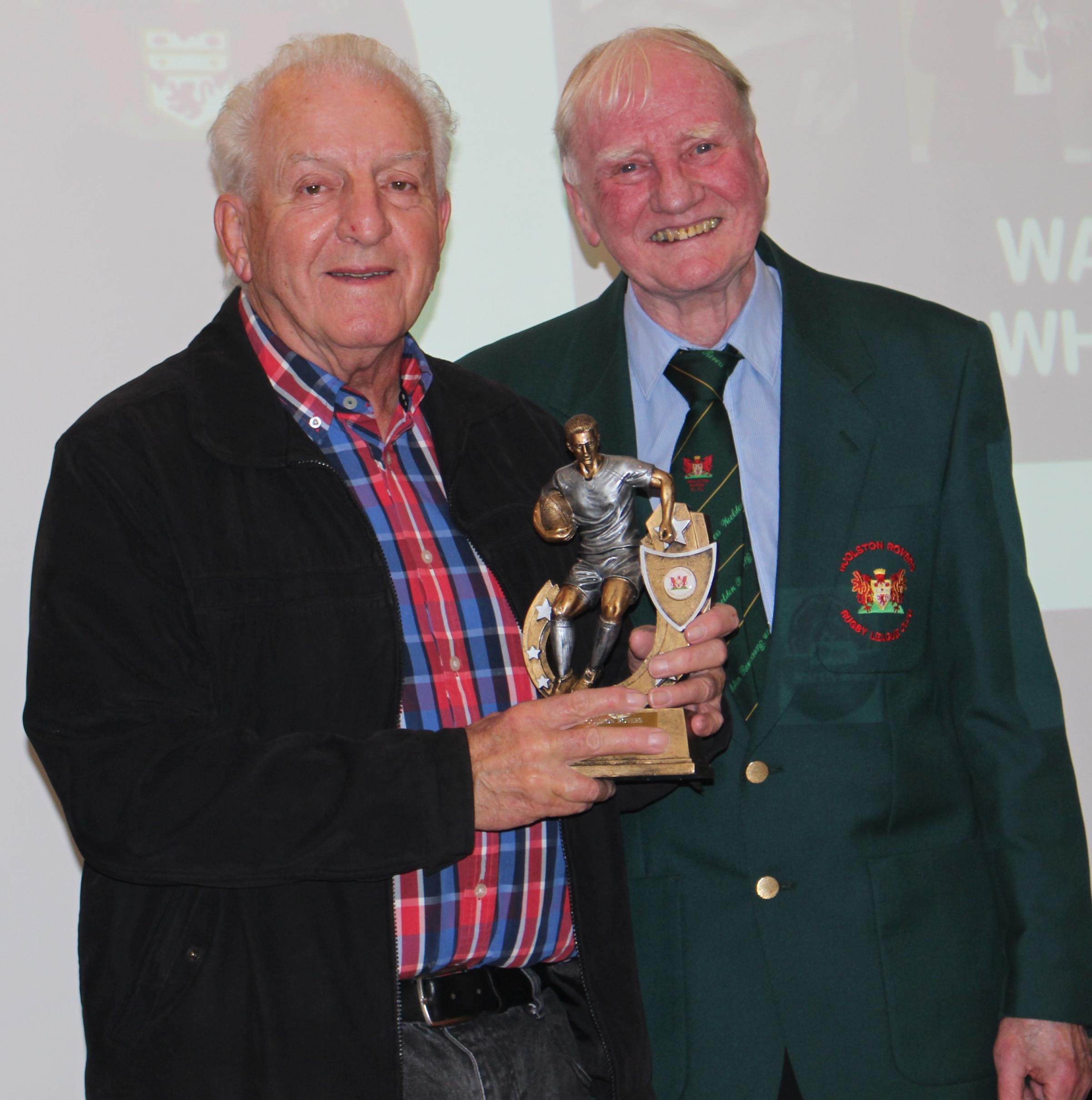 Club president Harry Crank presents the Presidents Award to Warren Whalley