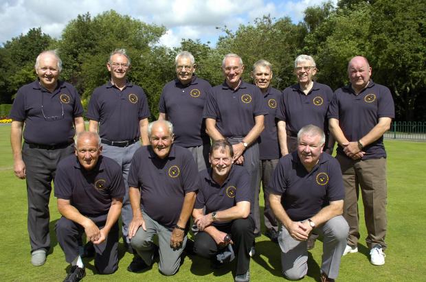 Warrington Guardian: Colin Stanton, stood third from right, with the Alexandra Park bowls team in 2009