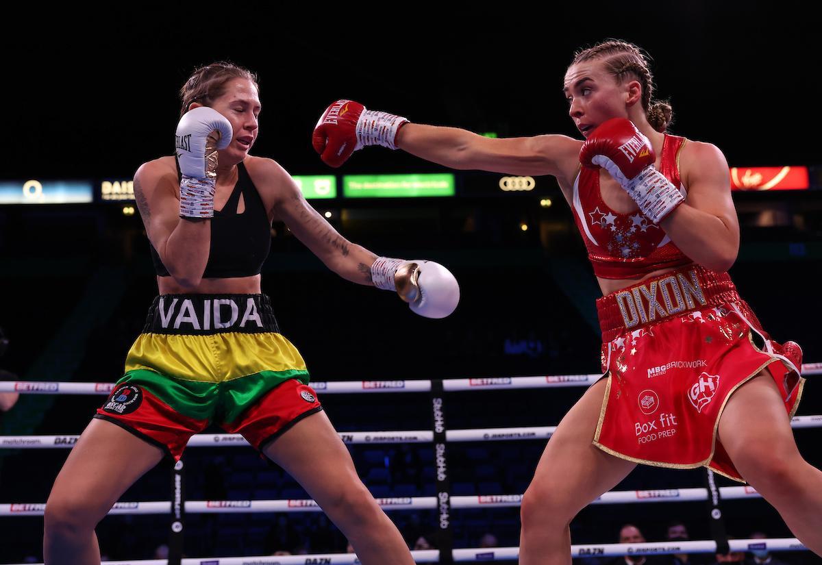 Rhiannon Dixon in action at the Manchester Arena. Picture by Mark Robinson/Matchroom Boxing