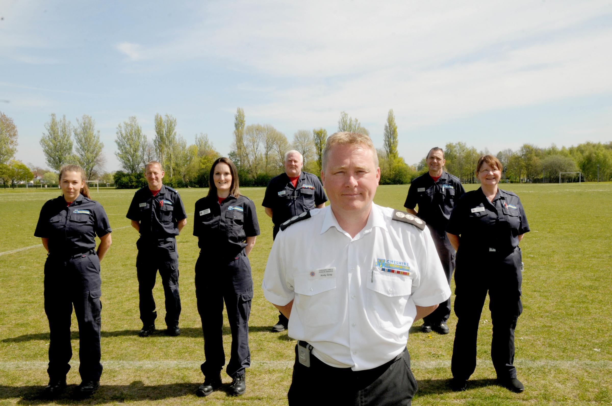 Andy Gray and the Cheshire Fire and Rescue Service staff assisting at the Covid vaccination centre at Orford Jubilee Hub in the summer