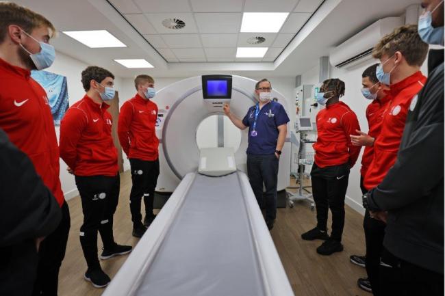 Students from The Robbie Fowler Education and Football Academy receive a guided tour and free heart screenings from Venturi Cardiology in Birchwood