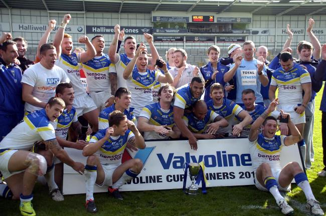 The Warrington Wolves under 20s celebrate winning the Academy Grand Final back in 2012. Picture by Mike Boden
