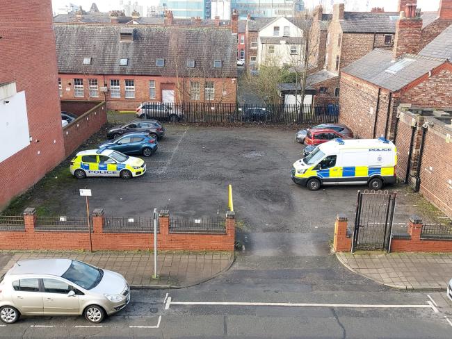 Police on Winmarleigh Street this morning, Friday
