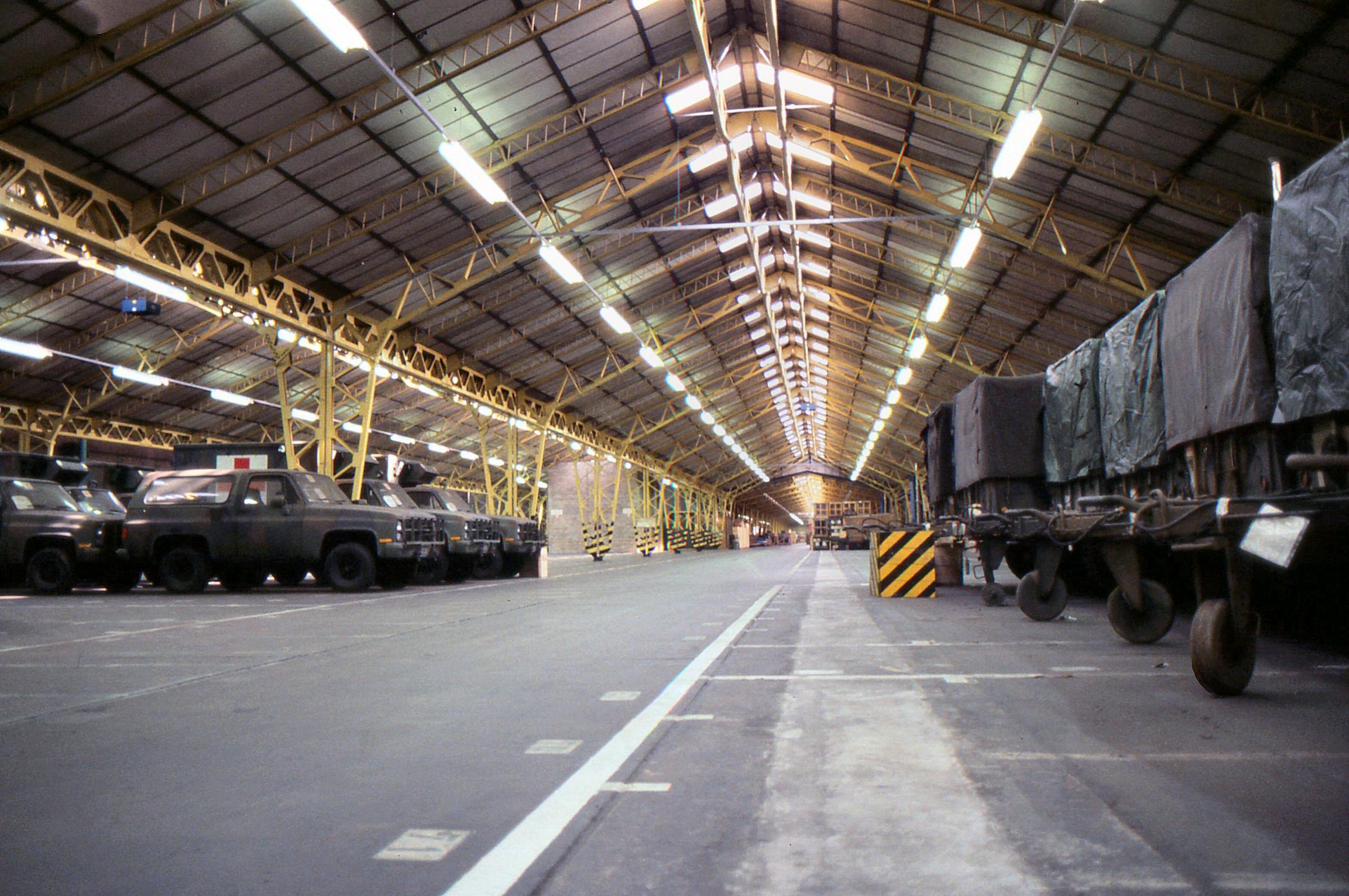 One of the large indoor areas on the airbase