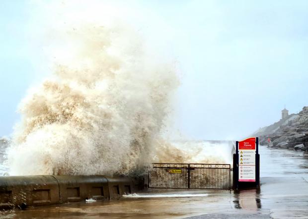 Warrington Guardian: A large wave in Blackpool, near Gynn Wall (Photo: Chris August)