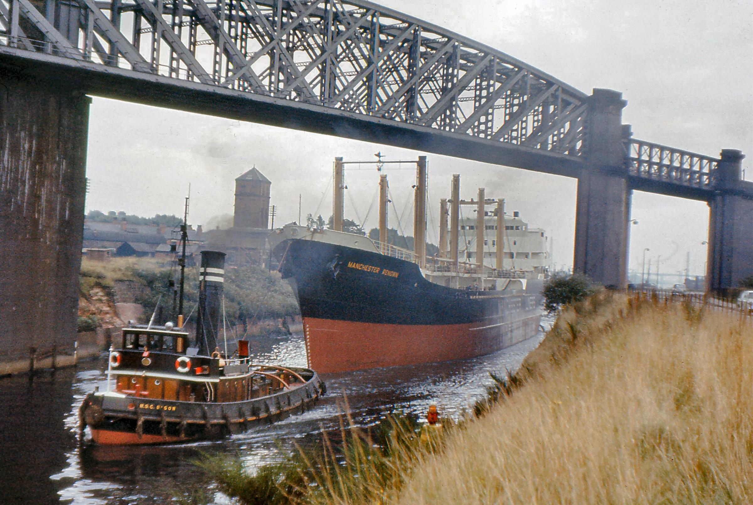 A ship passes under the railway viaduct in September 1965 (Image: Eddie Whitham)