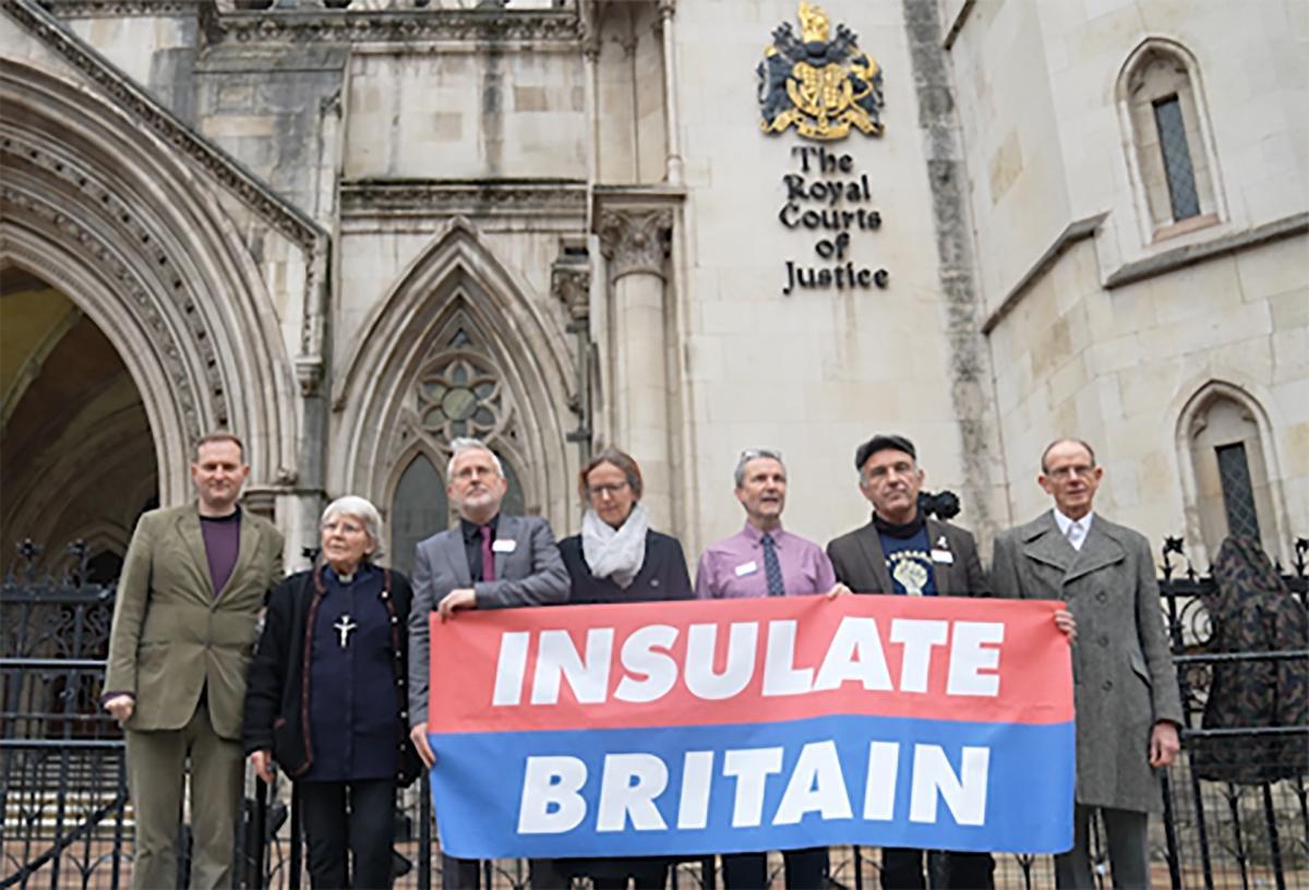 Paul Sheeky (left end) with his Insulate Britain co-defendants at the High Court (Image: PA)