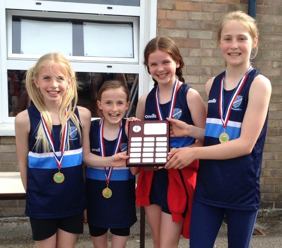 St Wilfrids CE Primary School girls, team winners in the Woolston CE Primary School cross country event