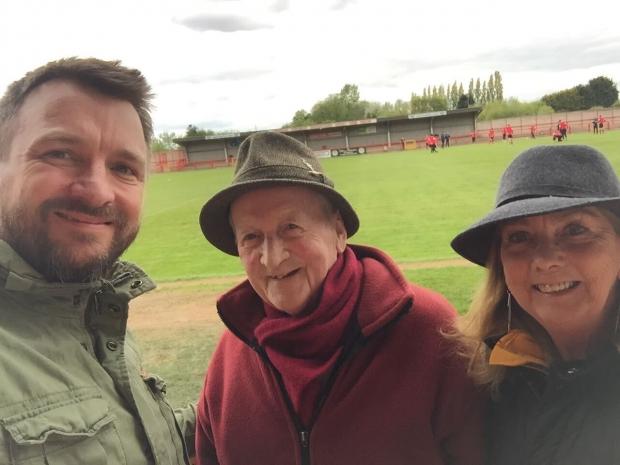 Warrington Guardian: Grandad George with grandson Antony Lea and daughter Judy Lea watching the football
