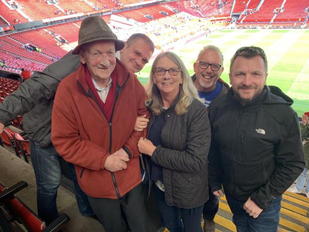 Warrington Guardian: Grandad George and family on a visit to Old Trafford