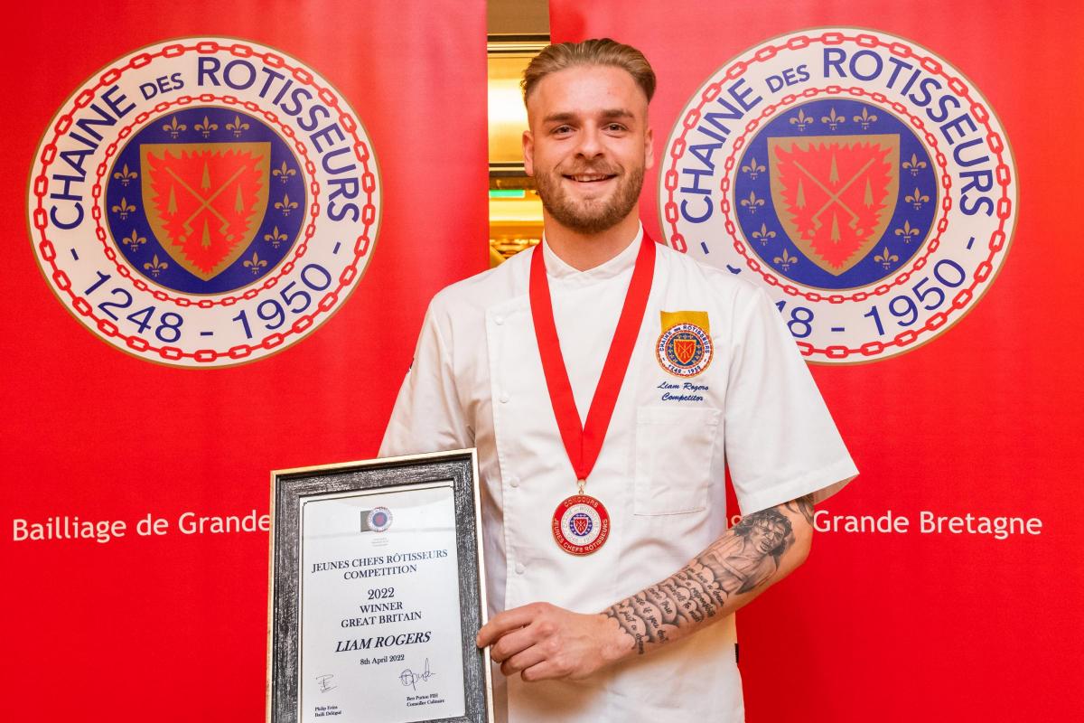 Liam Rogers celebrated winning Young Chef of the Year at the Chaine des Rotisseurs GB Young Professional Awards