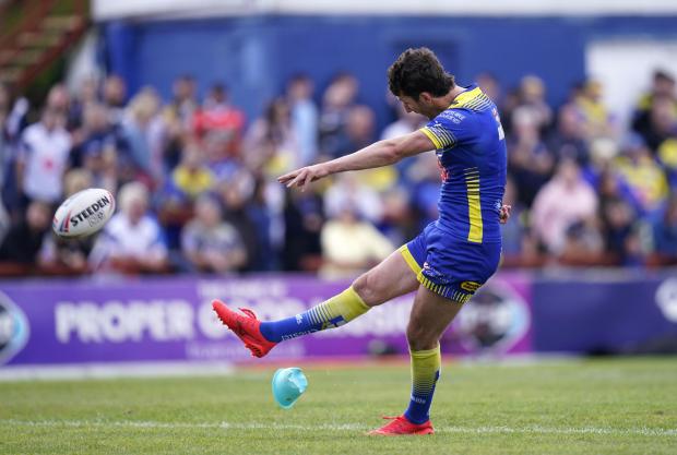 Warrington Guardian: Stefan Ratchford took his career points total to 1500 with his first conversion against Wakefield Trinity. Picture: PA