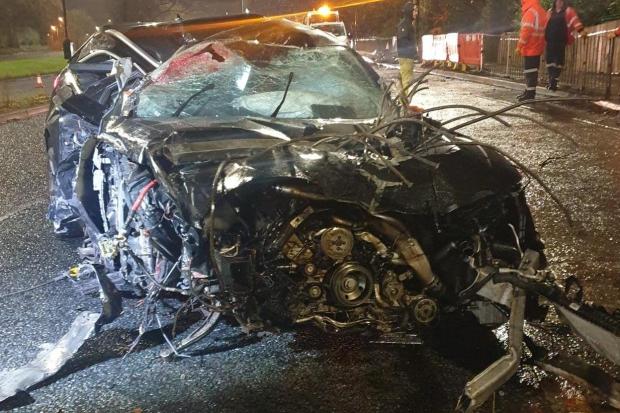 Porter's Audi RS4 following the crash in Liverpool