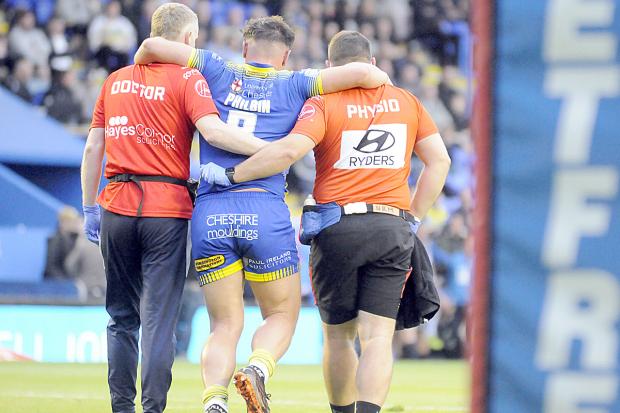 Joe Philbin is carried off during Friday's win over Hull FC. Picture by Mike Boden