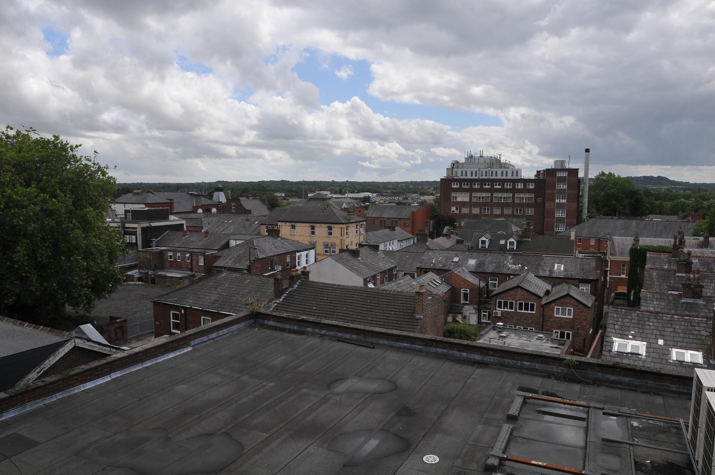 The view over Warrington from the roof which will feature an island bar