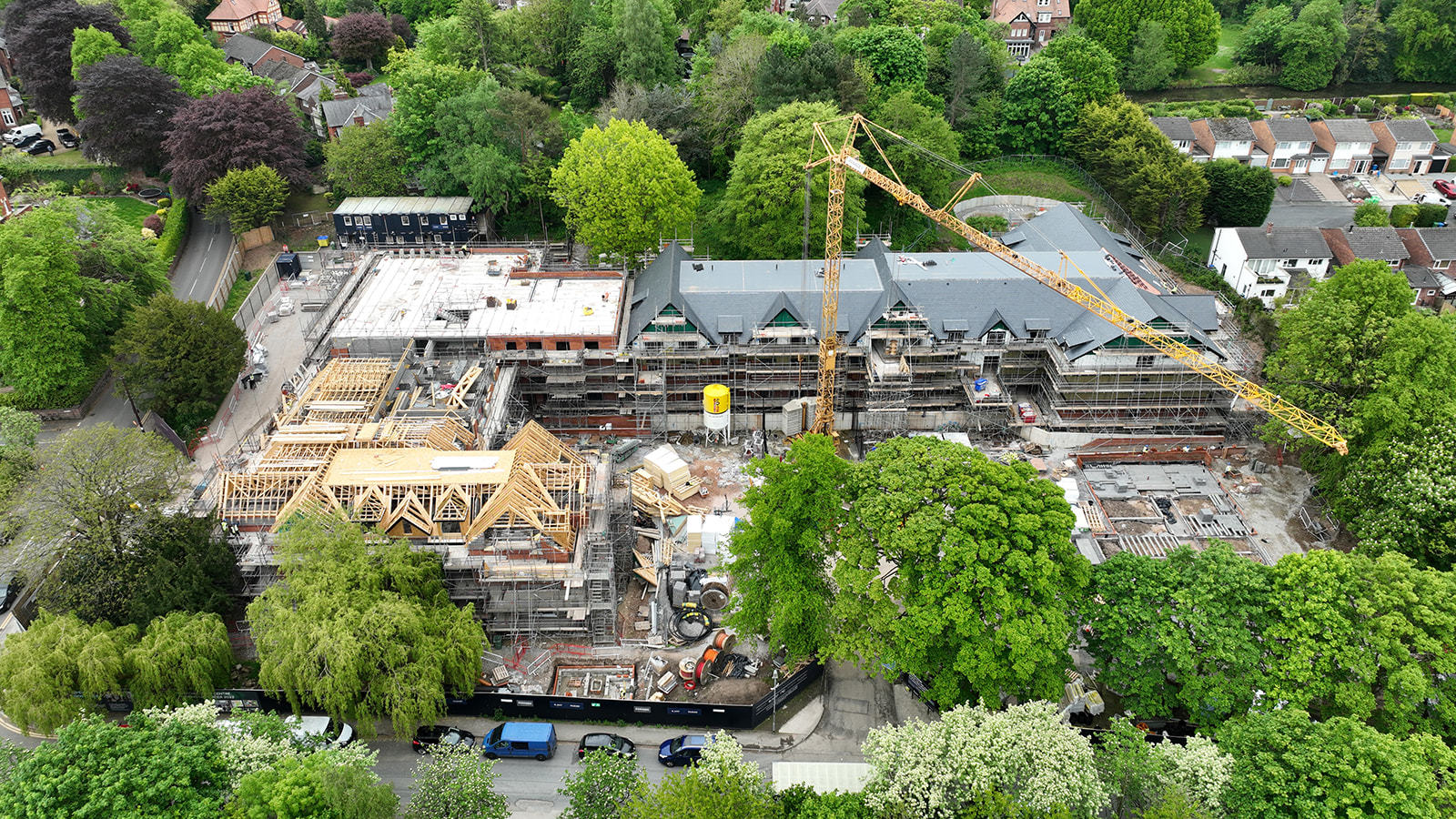 Drone shots show the progress of the new care facility on the former Lymm Hotel site