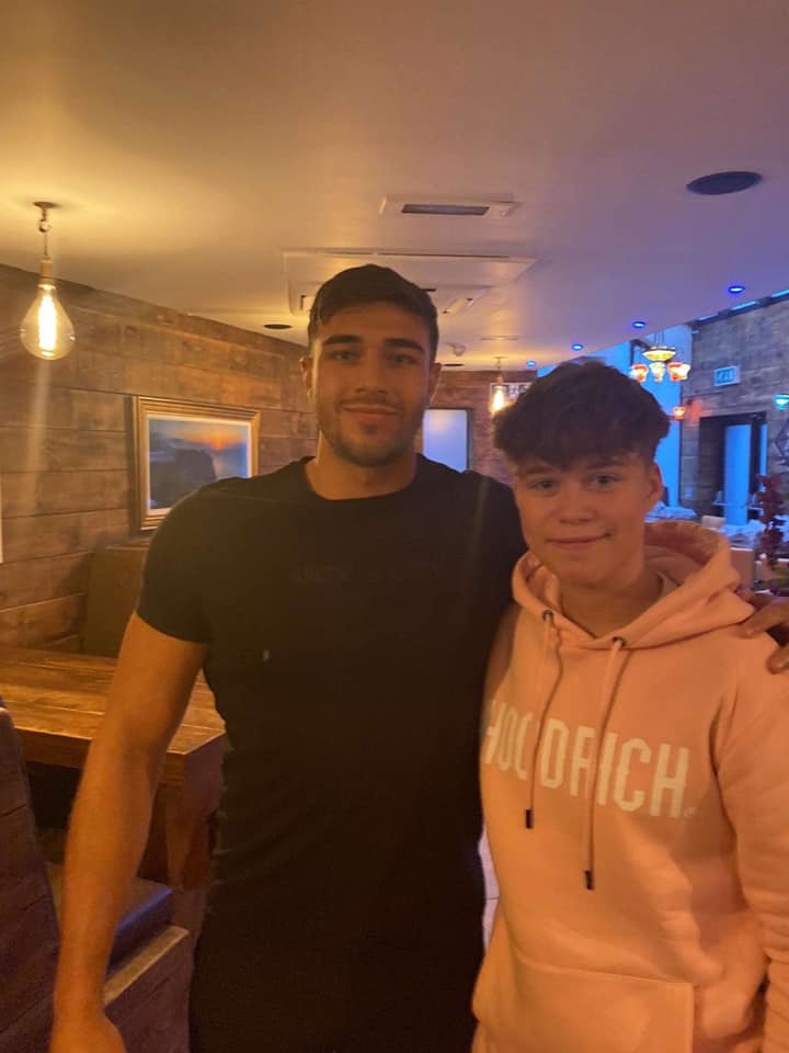 Tommy Fury took pictures with staff at the Culcheth restaurant and customers too