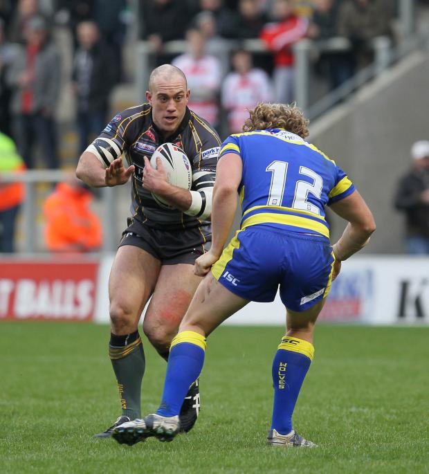 Warrington Guardian: Ricky Bibey playing for Leigh against Warrington in a pre-season friendly in 2011. Picture: Mike Boden