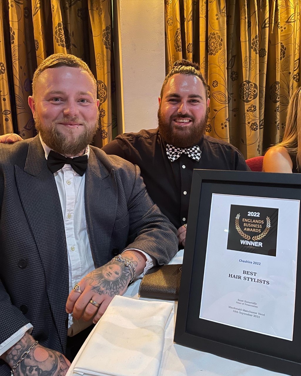 Chris and Mike won the award for Best Hair Stylists at Englands Business Awards 2022