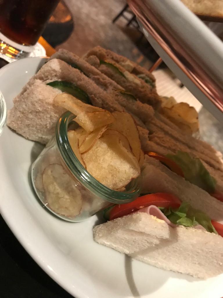 The four different types of sandwiches come with a small pot of crisps