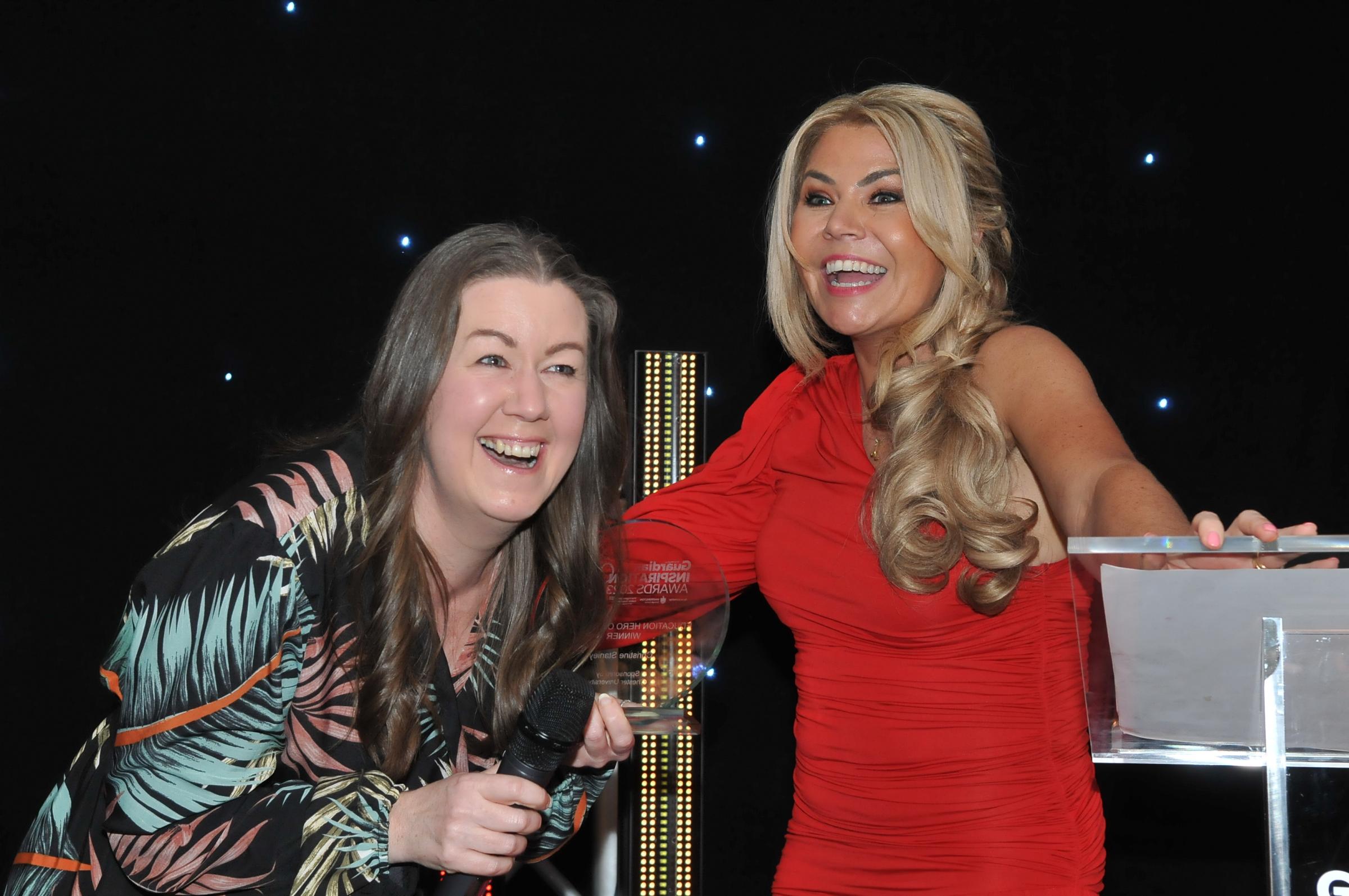 Education Hero Christine Stanley and awards presenter Leanne Campbell