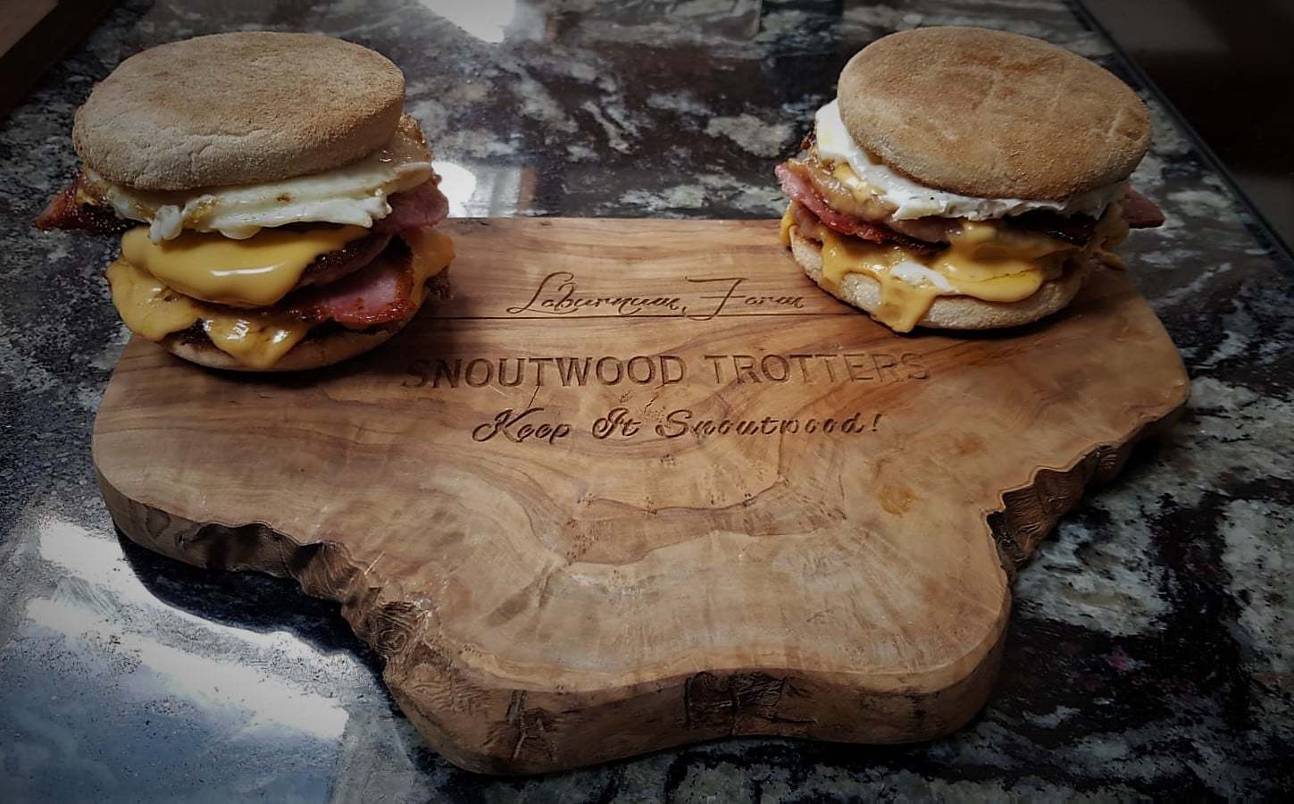 Snoutwood bacon and egg rolls (Snoutwood)