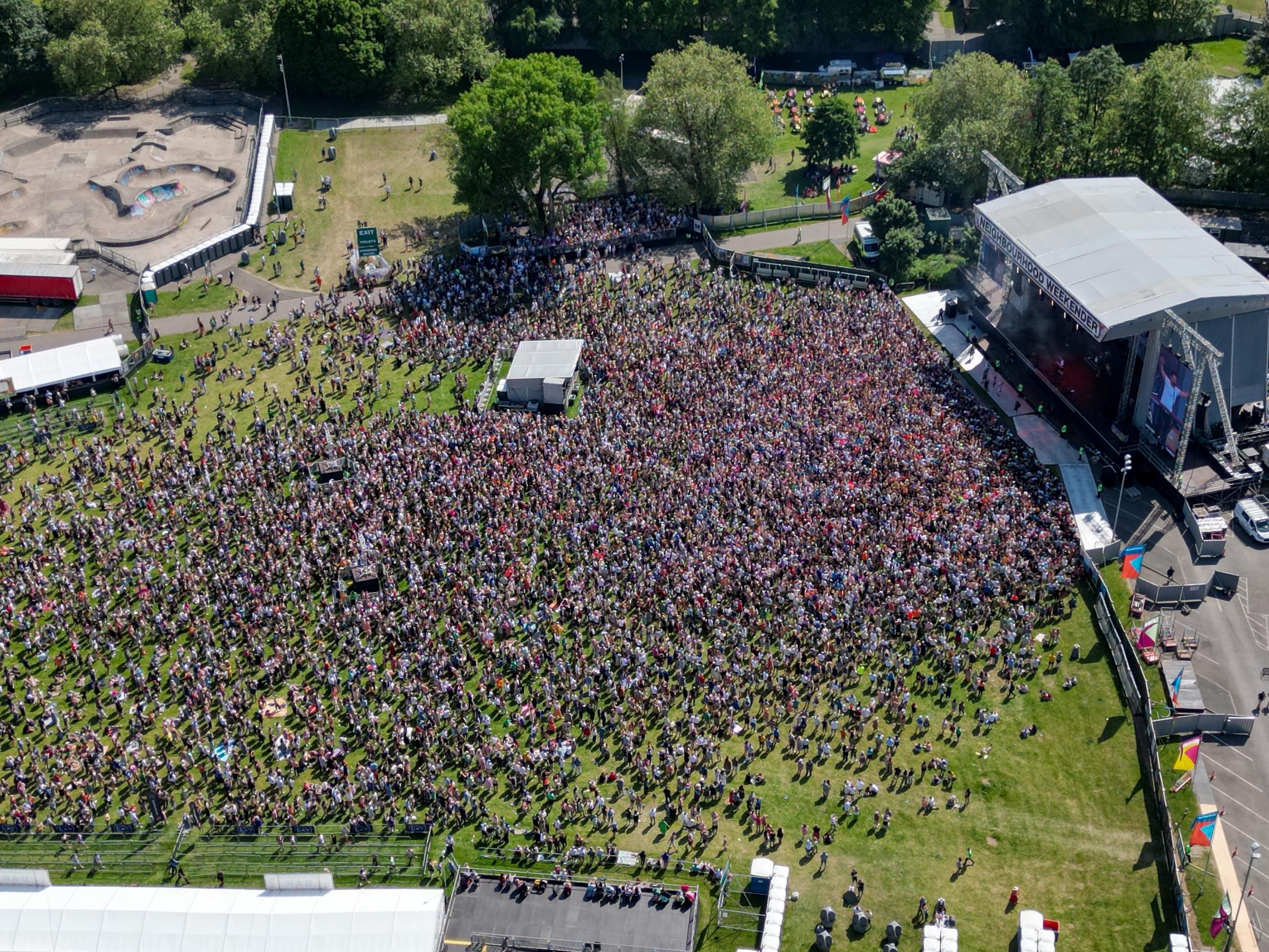 Aerial photos of Neighbourhood Weekender 2023 in Victoria Park