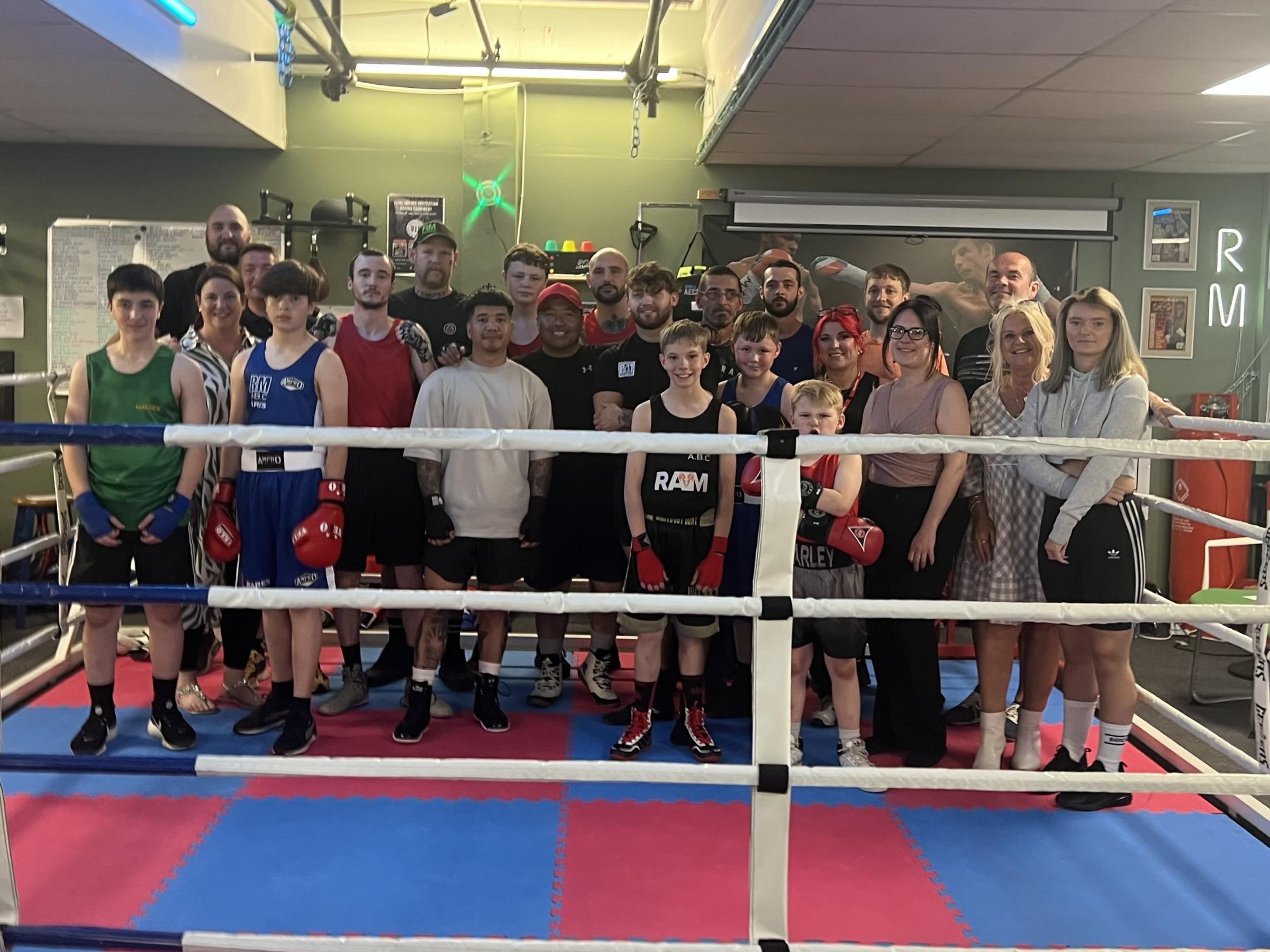 Daniel with some of the members of the gym and boxing club