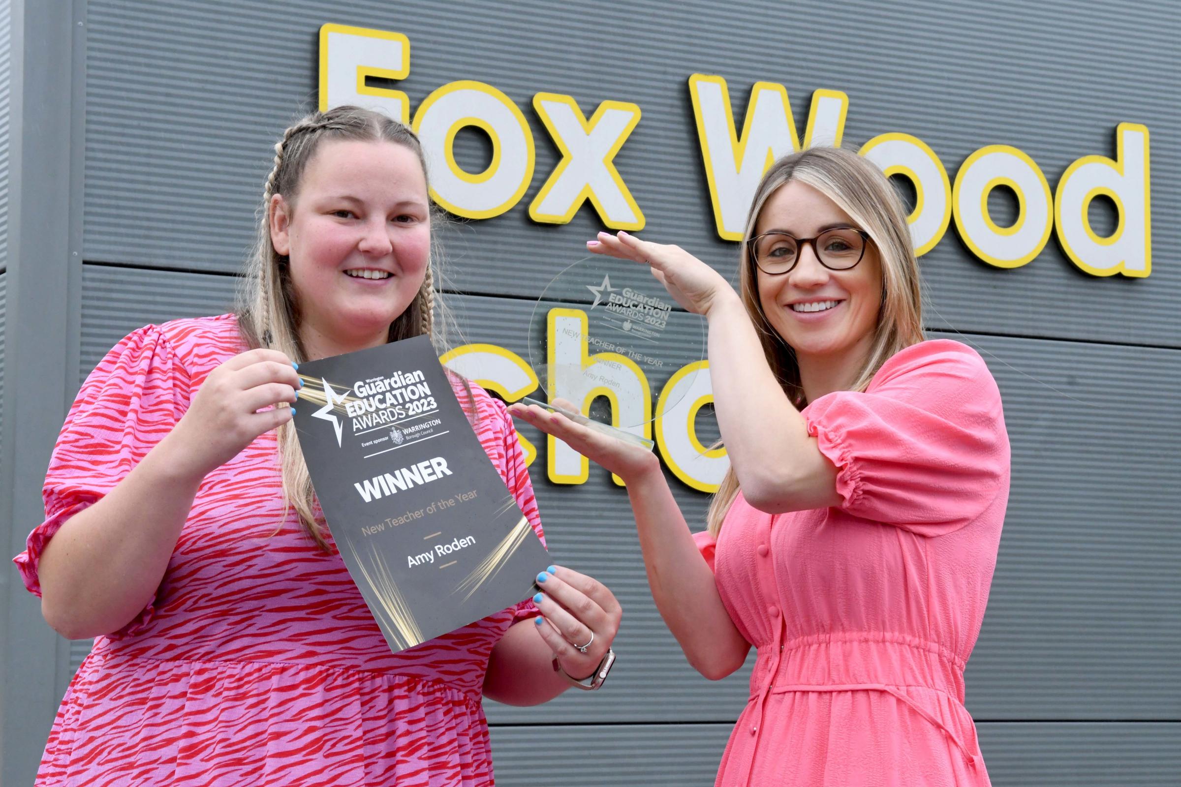 New Teacher of the Year Amy Roden and Nicola Whinnett, digital advertising consultant at the Warrington Guardian