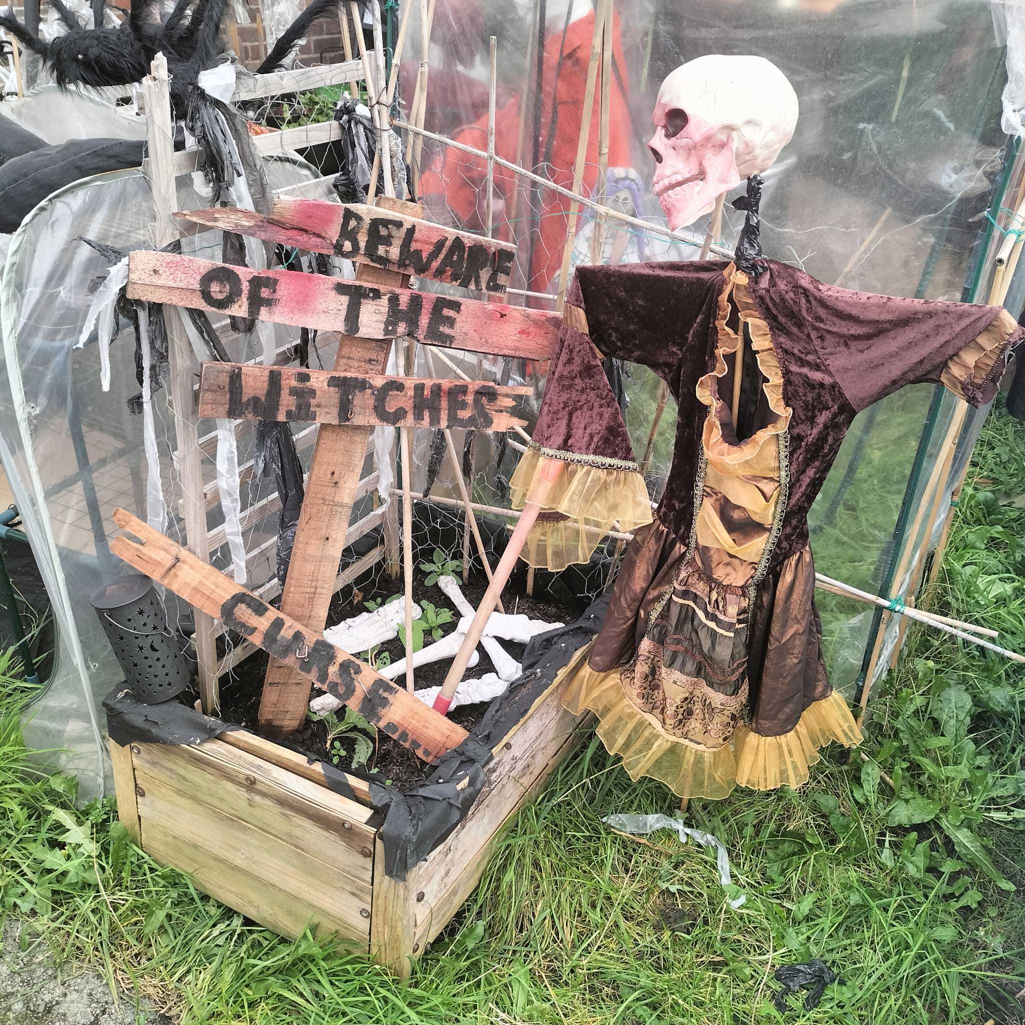 Skeletons haunt the garden