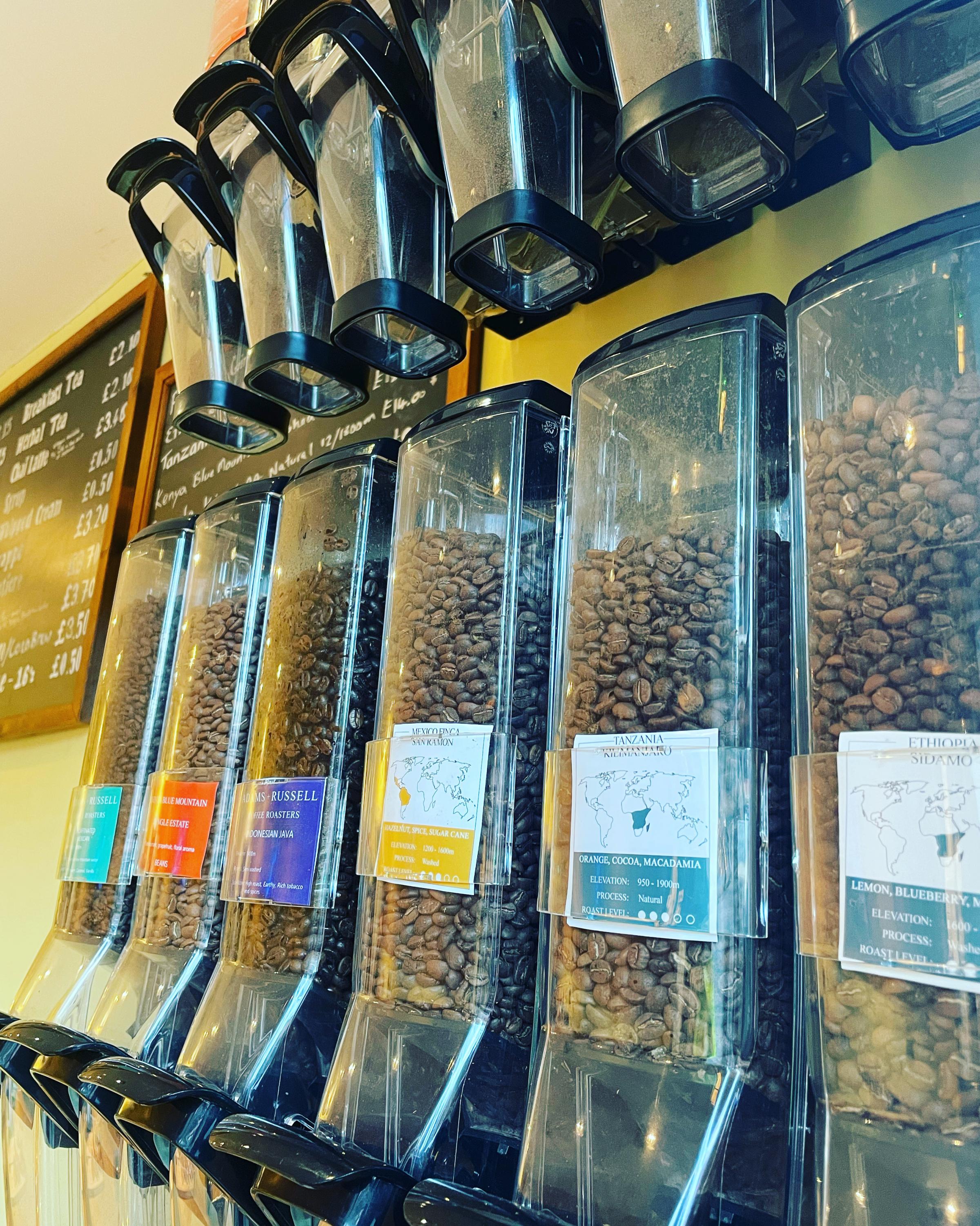 Dicks Bean Bar provides more than a dozen different hand roasted quality coffee beans at any one time