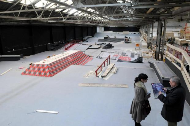 The skatepark was fitted inside the warehouse in 2014