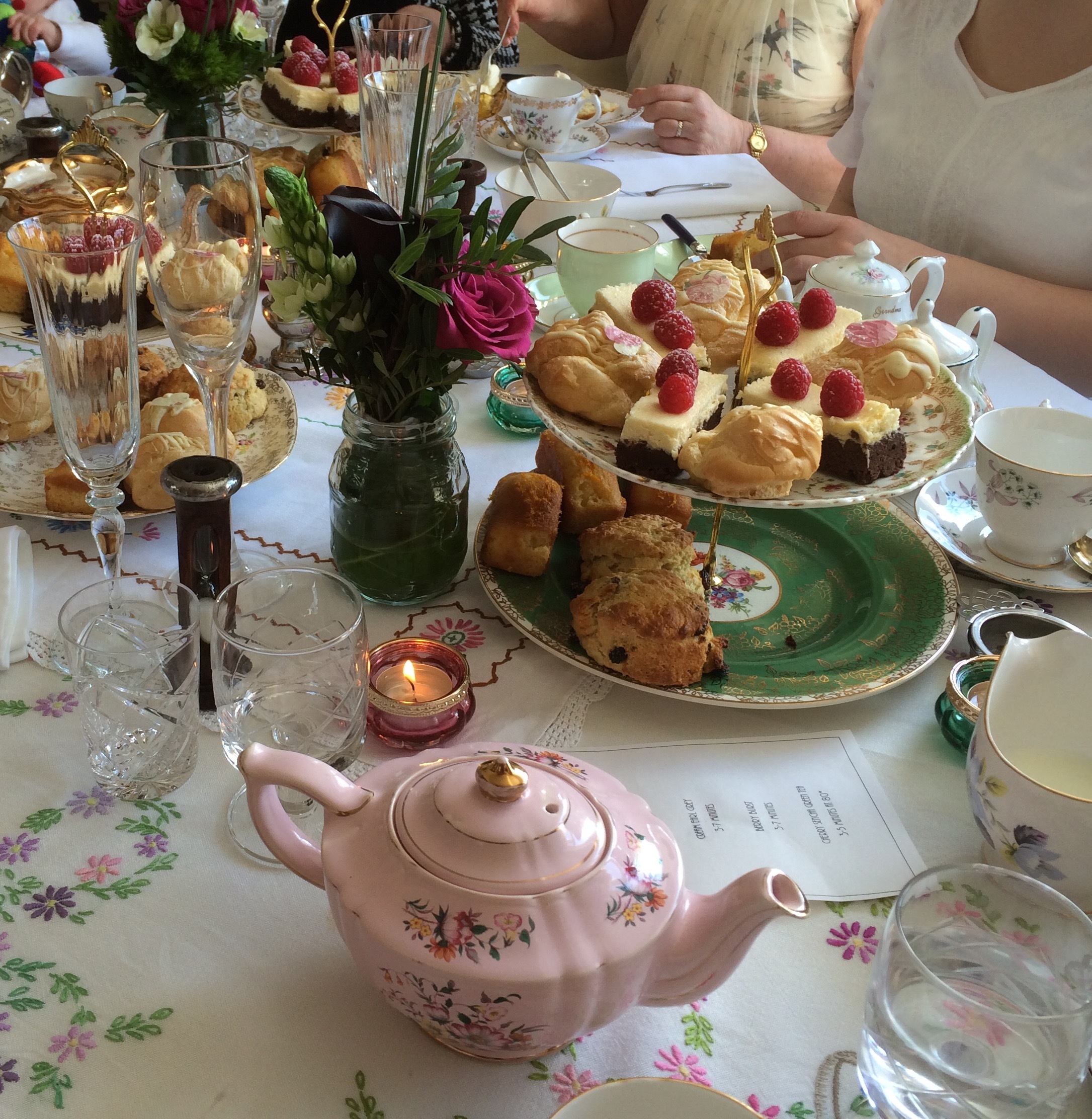 Room Forty traditional afternoon teas are served on vintage china with vintage tablecloths