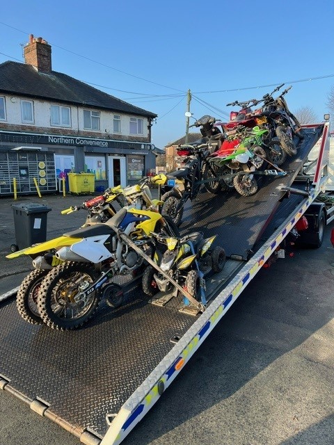 A range of bikes were seized by police during the raid in Latchford