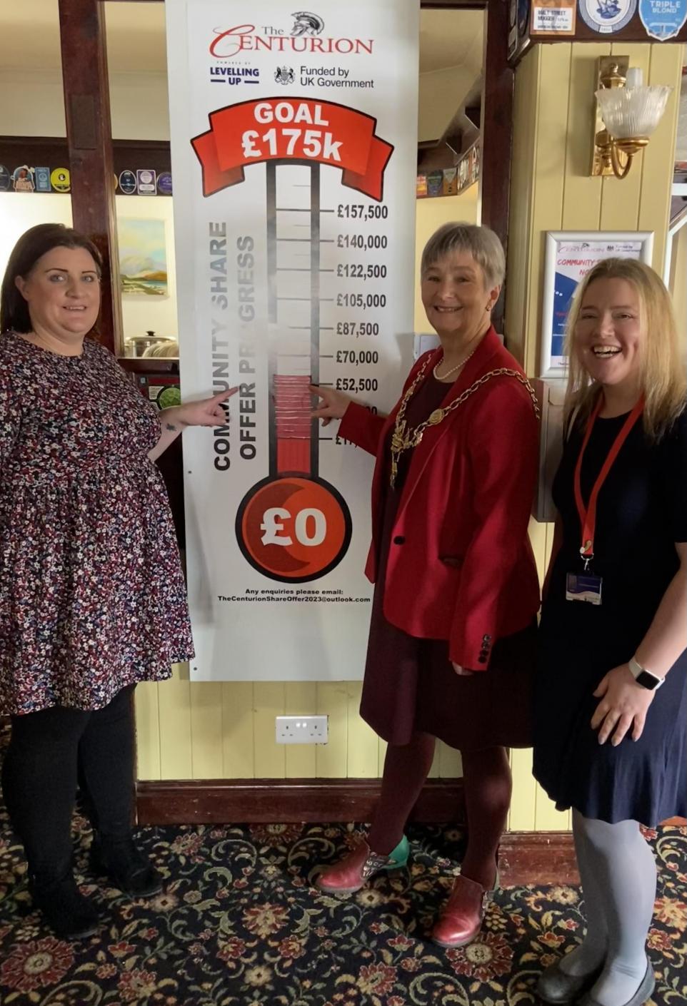 Management committee chair Claire Sinnott with civic leader Sheila Little and Great Boughton councillor Elizabeth MacGlashan, during the community share offer drive. (Image: Paul Chamberlain)