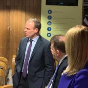 Foreign secretary Dominic Raab during his visit to the Peace Centre