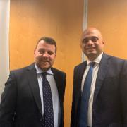 Tory Warrington South candidate Andy Carter and Chancellor Sajid Javid