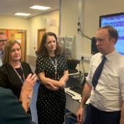 Health secretary Matt Hancock spoke to staff during his visit to Warrington Hospital today