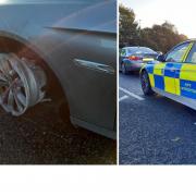 Traffic police arrested the drink driver this morning after being alerted to the vehicle being driven on its rims.
