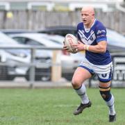 Lewis Charnock playing for Swinton Lions in the Betfred League 1 Play-Off Final v Doncaster at Heywood Road, Sale, last month