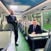 Warrington South MP Andy Carter with Ben Wakerley, managing director of Warrington's Own Buses