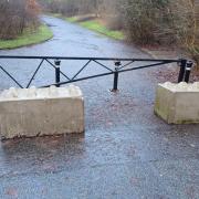 Concrete blocks have been installed at an entrance to Birchwood Forest Park